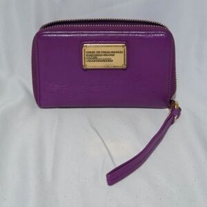 Marc by Marc Jacobs Vibrant Purple Leather Zip Wristlet with Gold Plaque